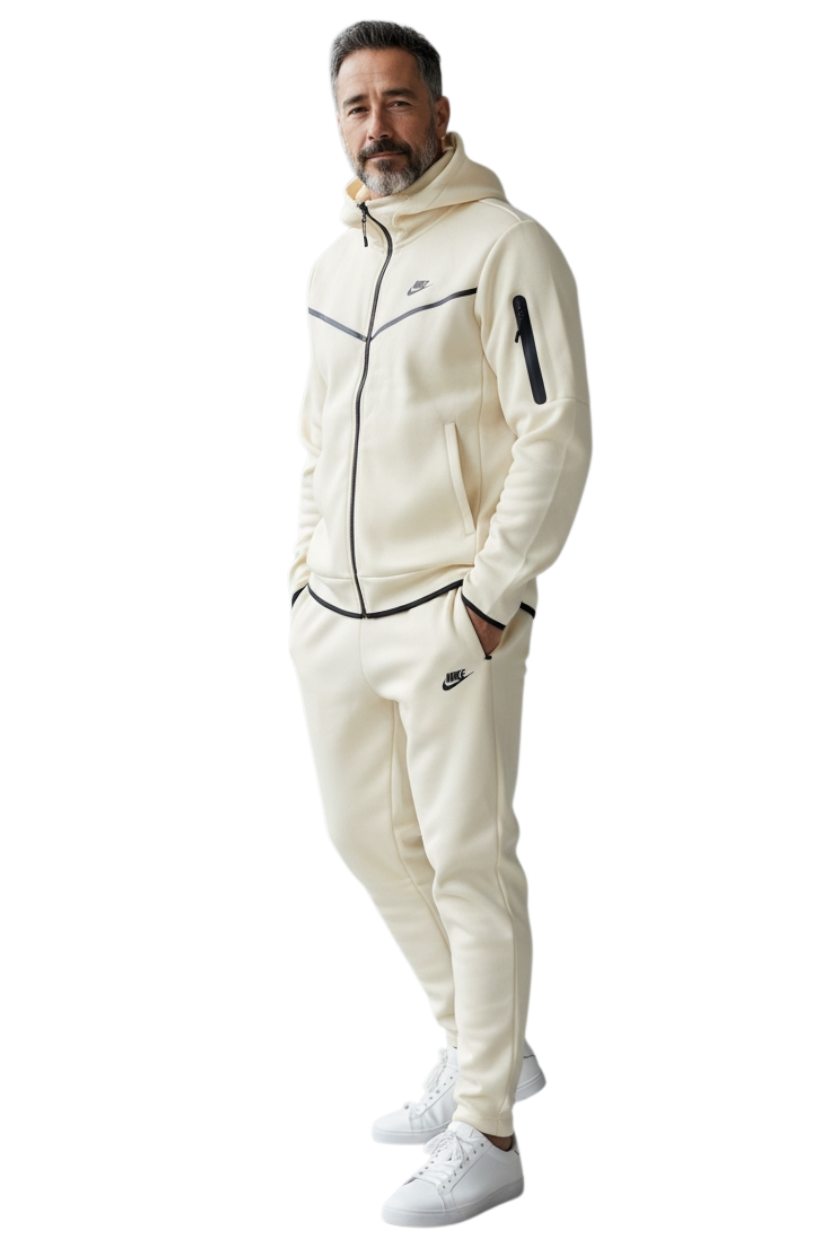 Nike Tech Adult Creme with Black Nike Logo Tracksuit Set