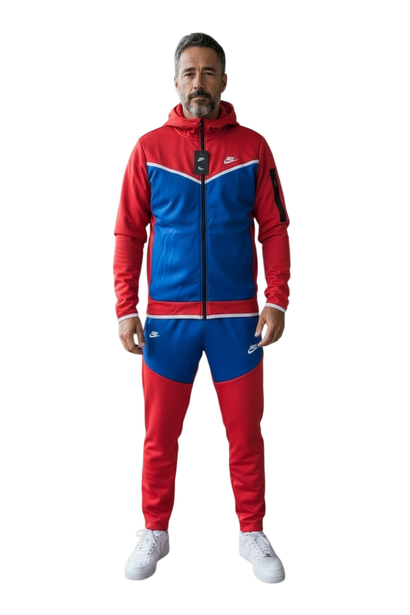 Nike Tech Adult Red Royal Blue with white Nike Logo Tracksuit Set
